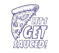 typographie vintage de pizza Stickers gravés 41x49.9cm Modification et ajout d'informations possibles Bleu foncé