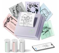 TYPONOS PM290 Mini imprimante Thermique Bluetooth pour Smartphone, Mini imprimante Thermique avec 3 Rouleaux de Papier, pour Notes d'étude, Agenda, Cadeaux DIY - école, Bureau, Violet, 1 Paquet