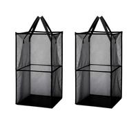 Typutomi Lot de 2 grands paniers à linge pop-up en maille avec poignée, panier à linge pliable pour le rangement du linge, des jouets, des dortoirs et des voyages (noir, 33 x 66 cm)
