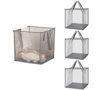 Typutomi Lot de 4 petits paniers à linge Popup, paniers à linge pliables en maille avec poignée, panier de rangement pour le lavage, les jouets, les dortoirs et les voyages (gris, 33 cm)