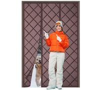 TYPYMY Rideau de Porte Isolant Thermique,240x240cm,Adapté aux Animaux,Isolée Pour le Patio, la Cuisine, la Chambre à Coucher, le Salon, sans Perçage,Brun