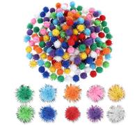 Tyqour 200 Pièces mini pompons loisirs créatifs 15mm Multicolores Craft Petit Pompons,Enfant DIY Artisanat Fabrication Créatif Décoration Pompoms pour Guirlandes,Franges,Pâques et d'artisanat