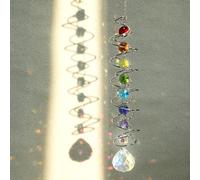 Tyqour Attrape-soleil en cristal décoratif - Multicolore - Attrape-soleil suspendu avec double spirale - Carillon éolien - Pour fenêtre, maison, jardin, fête, mariage