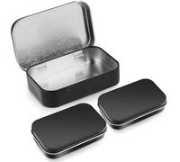 Tyqour Lot de 3 petites boîtes rectangulaires en métal avec couvercles pour bonbons, clés, boucles d'oreilles (noir)
