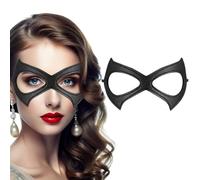 Tyqour Masque de chat d'Halloween en cuir synthétique noir - Masque rétro d'Halloween - Masque de chat réglable pour femme et fille - Pour Halloween, carnaval, cosplay