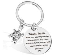 Tyqour Porte-clés tortue porte-bonheur en acier inoxydable pour sacs à main Accessoires Calendrier de l'Avent Remplissage 2025, argenté, 6×3cm