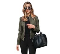 TYQQU Femmes Cardigan Avec Veste à Fond Zippé Biker Manteau Court Blouson Bombardier à Coupe étroite Vert Militaire L
