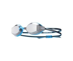 TYR Blackops 140 EV Racing Lunettes de natation avec miroir, coupe junior, argent/bleu/noir