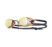 TYR – Lunettes de natation Socket Rocket 2.0 – Noir/Orange – Verres à effet miroir jaunes