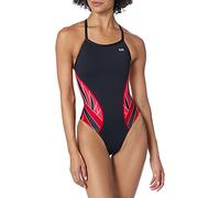 TYR Splice Diamondfit Maillot 1 pièce Femme Noir/Rouge FR : L (Taille Fabricant : 36)