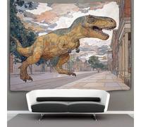 Tyrannosaure Rex Jumping on The Street Tapisserie 3D Tenture Murales Décorations Pour La Maison Pour La Chambre 100cmx150cm