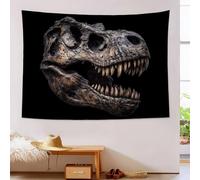 Tyrannosaure Rex Tapisserie, Tapisserie Murale Gros Plan Sur Les Animaux Décoration Murale Pour Maison Salon Chambre Dortoir à Coucher Esthétique 150x130cm, Noir