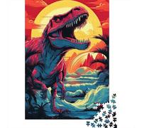 Tyrannosaurus Dinosaur Puzzle 1000 Pièces Papier pour Adultes Coucher du Soleil Puzzle en Famille Cadeau 38x26cm/1000pcs