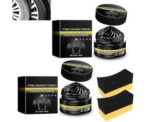 Tyre Nourish Cream,Powerful Wheel Cleaning Refurbish Wax,Tire Wax Restores Black Gloss,UV Protection and Waterproof Coating,Maintain Luster, Repels Dirt Prevents Aging for Tires (2pcs)