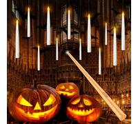 Tyreses Bougies à LED Flottantes, Bougies Flottantes Magiques Suspendues avec Baguette, Flamme Lumière Chaude Vacillante Bougie Conique à Piles Pour maison, église, fête, Noël Décoration(12PCS)