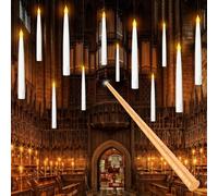 Tyreses Bougies à LED Flottantes, Bougies Flottantes Magiques Suspendues avec Baguette, Flamme Lumière Chaude Vacillante Bougie Conique à Piles Pour maison, église, fête, Noël Décoration(12PCS)