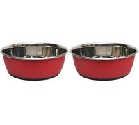TYROL Bol Rouge Mat INOX 16CM - 950ML (Lot de 2)