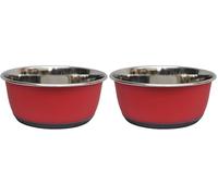 TYROL Bol Rouge Mat INOX 20,5CM - 1900ML (Lot de 2)