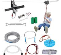 Tyrolienne FunZone® - Kit enfants et adultes - 24,38m Zip-Line-Kit jusqu'à 226,8kg - Système de freinage à ressort amélioré - Fun pour le jardin - Outdoor