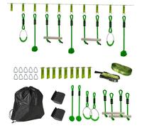Tyrolienne pour enfants 10 M kit de tyrolienne complet 7 pièces charge 50 kg, installation facile, vert