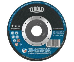 TYROLIT Disque à tronçonner CUT AND GRIND DxUxH 125x2x22,23 Avec DEEP Cut Protection pour acier et inox, Forme : 27 - version déportée, Art. 34042757 x25 morceau