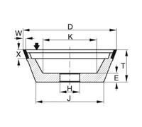 TYROLIT TYROLIT Meule boisseau diamant D x T x H (mm), 100 x 35 x 20, Type : D181 Quantité:1