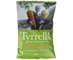 Tyrrell's Chips Légumes Betterave/Panais/Carotte/Pincée Sel 150 g - Lot de 4