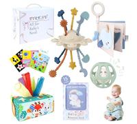 TYRY.HU Cartes Étapes Bébé Jouets Montessori Bebe,Jeux Sensoriel 1 an,Corde à Tirer Jouet de Dentition,Mouchoirs Papier Boite,Livre Tissu Bébé Balle Pour Naissance,Sensorielle Jeux d’Eveil Hochet