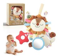 TYRY.HU Hochet Sensoriel pour Bébé,Jouet pour Poussette avec Sangle,Jouet en Peluche Souple avec Anneau de Dentition Étoile,Couineur et Miroir,Jouet Apaisant pour Fille Garçon 0 3 6 12 Mois