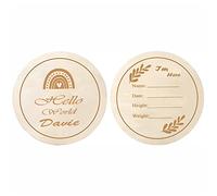 TYRY.HU Personnalisé Cartes de Jalon Bébé en Bois Disques Gravés Verso DIY avec Prenom Fille Garçons Consolateur Meilleur Cadeau