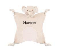 TYRY.HU Personnalisé Doudou Couverture de Sécurité pour Bébé DIY avec Prenom Fille Garçons Consolateur Meilleur Cadeau(Hochet Éléphants)