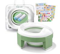 TYRY.HU Pot Bebe Toilette 3-in-1 Reducteur Toilette Enfant Wc Petit Pot Voyage Siège Rehausseur Cuvette Bébé Avec Sac pour Garçon et Fille Intérieur Extérieur(Vert)