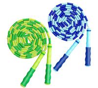 TYSISKNO Lot de 2 cordes à sauter réglables pour enfants, filles et garçons, cordes à sauter souples en perles, corde segmentée sans enchevêtrement pour exercice, entraînement et perte de poids, 2,8 m