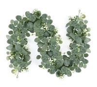 TYSM-CC 2 Guirlandes Artificielles Eucalyptus & Vigne Argentée avec Feuilles Ultra-Réalistes Vert Saule et Blanches - Décoration pour Mariage, Mur, Table, Événements Festifs, Idées Cadeaux (1.8m)