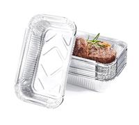 TYSM-CC 25 Barquettes Aluminium Recyclables Plat Aluminium Jetable Pour Cuisson Four, Barbecue, Congélation & Stockage Alimentaire (17x11x4 cm, 410 ml) - Résistantes à la Déformation et Étanches