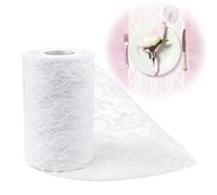TYSM-CC Nappe en Dentelle Blanche Élégante 15 cm x 25 m | Tissu en Dentelle raffiné Lavable Rouleau de Nappe -pour Mariages/Baptêmes/Anniversaires