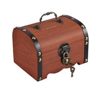 TYSM-CCCoffre au Trésor en Bois Artisanal Vintage, 25 x 15 x 15 cm, avec Serrure Métallique Antique Sécurisée, Petit Coffret de Rangement pour Bijoux et Objets Précieux, Mini Boîte Décorative Rustique