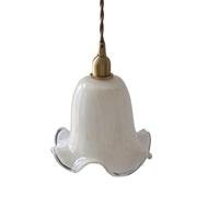 TYSMOZ Lustre en verre blanc cassé, plafonnier, design intégré, facile à installer, adapté au salon, chambre à coucher, chevet
