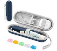 TYSORETY Étui de voyage pour brosse à dents électrique Oral-B/Oral-B Pro/Phlips Sonicare, étui de voyage rigide portable, Bleu foncé avec housse de protection pour tête de brosse, Étui de voyage