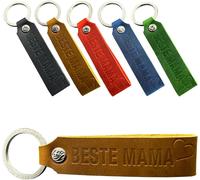 Tysq-® Porte-Clés En Cuir Élégant Avec Gaufrage « Best Papa » Ou « Meilleure Maman » ¿ Cadeau D'anniversaire ¿ Fait À La Main