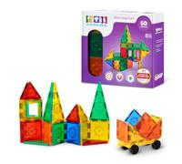 Tytan Magnetic Tiles 60 pcs Building Set Age 3+ de ZURU | Jeu STEM, Montessori et sensoriel, aimants snap-fit solides, construis formes 2D et 3D, developpe la motricite