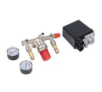 TYTOGE Kit de Valve de Pression de Compresseur D'air, Interrupteur de Commande Automatique avec Coupleur Réglable en Laiton et 2 Manomètres de Valve, pour Régulateur de Compresseu