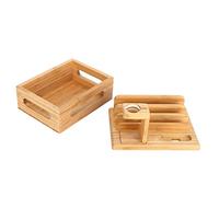 TYTOGE Organisateur D'appareils en Bambou, Boîte de Rangement de Bureau Multifonctionnelle avec Espace de Chargement pour Support de Montre de Tablette de Téléphone Portable, étud