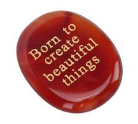 TYTOGE Pierre Gravée, Née pour Créer de Belles Choses, Pierre D'agate Rouge avec Inspiration de Motivation pour Adultes