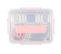 TYTOGE Récipient à Déjeuner, Boîte à Déjeuner Sûre à 5 Compartiments, Couvercle Durable scellé en Acier Inoxydable avec Bol à Soupe pour le Voyage (Rose)