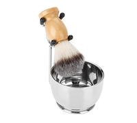 TYTOGE Set de Rasage Barbe avec Bol en Acier Inoxydable | Comprend un porte-brosse, une brosse en nylon de haute qualité, un bol inférieur antidérapant, pratique à ranger, un