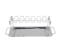 TYTOGE Support de Gril de Cuisse de Poulet, Support de Pilon de Barbecue Pliable en Acier Inoxydable à 12 Fentes avec Plateau D'égouttement pour Fours, Grils, Fumeur