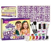 TyToo GlitzParty Kit de tatouages à paillettes pour enfants avec pochoirs et couleurs pailletées doux pour la peau, imperméables, testés dermatologiquement, kit de maquillage pour anniversaire et fête