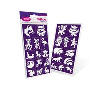 TyToo Kit de pochoirs de tatouage pailletés - Pochoirs réutilisables pour enfants et adultes - Design européen, doux pour la peau, idéal pour les fêtes, le maquillage des enfants et la peinture