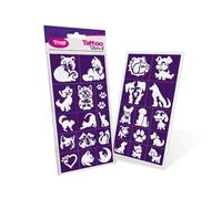 TyToo Lot de pochoirs pour tatouage pailletés - modèles réutilisables pour enfants et adultes - design EU, doux pour la peau, parfait pour les fêtes, maquillage pour enfants et bodypainting (chien et